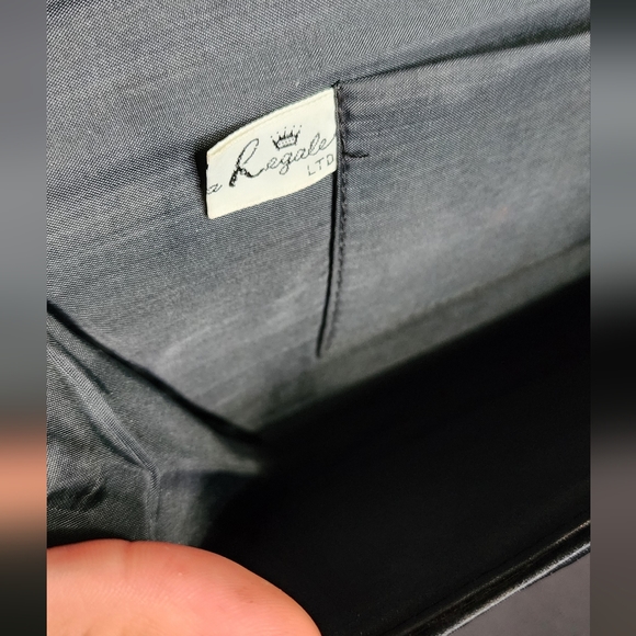 Black Trapezoid purse w/Cord strap 80s vintage - Picture 4 of 5